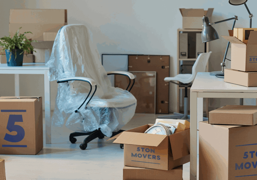 empty room with boxes