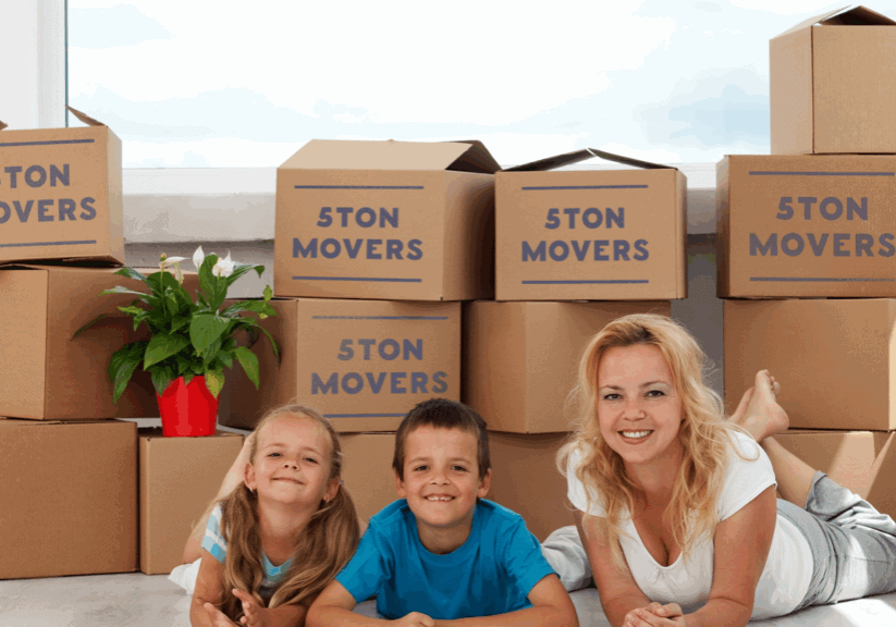 familiy with boxes