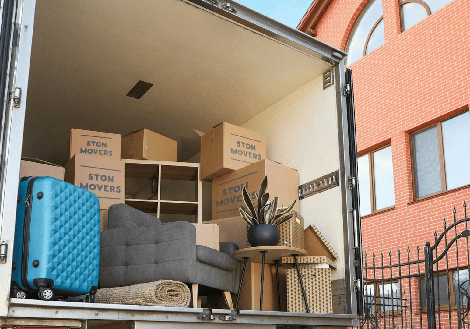 boxes in a moving truck
